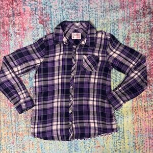 Justice Purple Plaid Button-Down Shirt for Kids